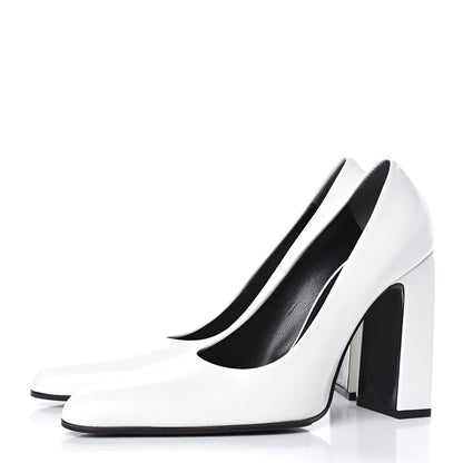 Balenciaga Patinated Calfskin Round Toe Pumps 38 Optic White 3 of 9