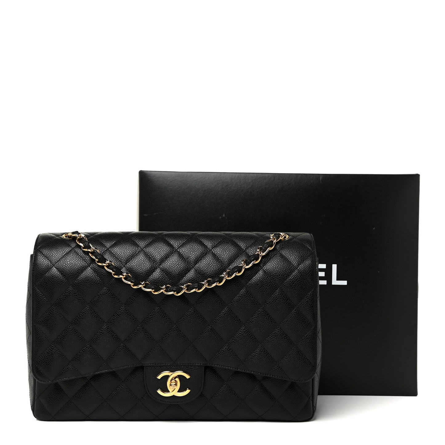 Caviar Quilted Maxi Double Flap Black
