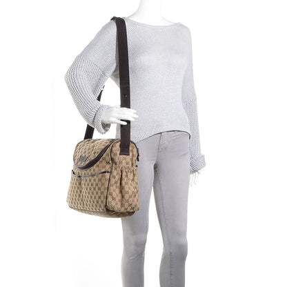 Gucci Monogram Natural Pigskin Large Diaper Bag Beige Ebony Cocoa Dark Chocolate 2 of 8
