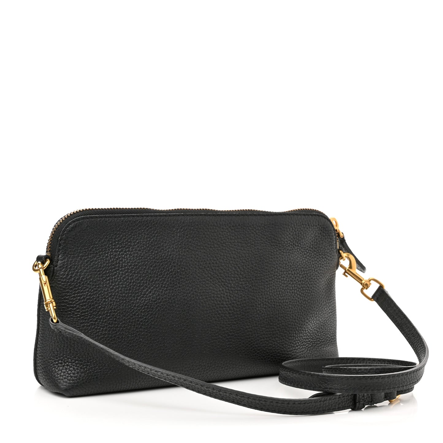 Grainy Calfskin Embossed Crossbody Bag Black