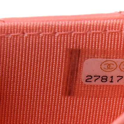 Chanel Lambskin Chevron Quilted Flap Card Holder Wallet Coral 8 of 9