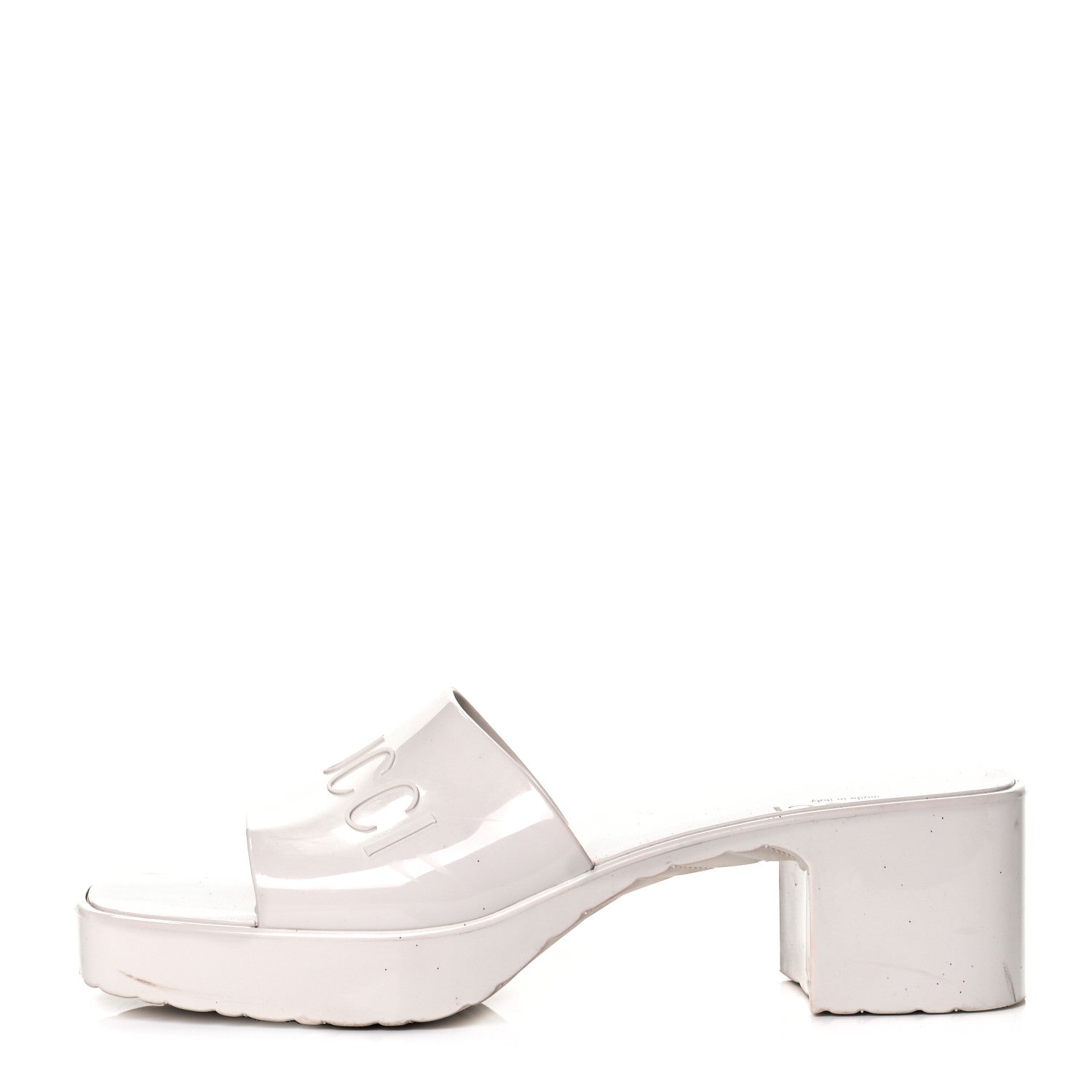 Gucci Rubber Gucci Logo Womens Platform 20/60mm Slide Sandals 41 Mystic White 1 of 8