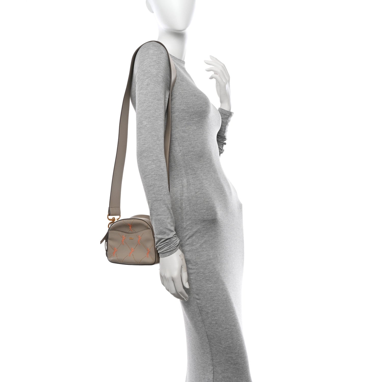 Chloe Smooth Calfskin Little Horses Embroidered Shoulder Bag Pastel Grey 2 of 13