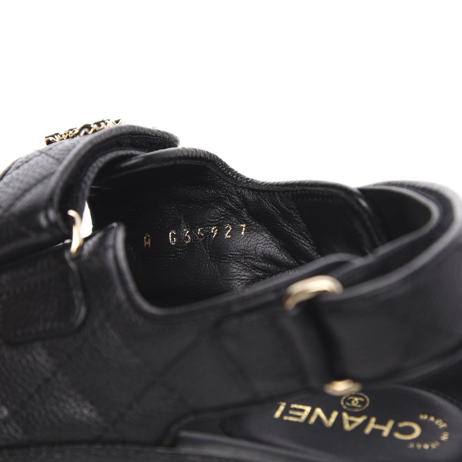 Chanel Grained Calfskin Velcro Dad Sandals 36 Black 8 of 10