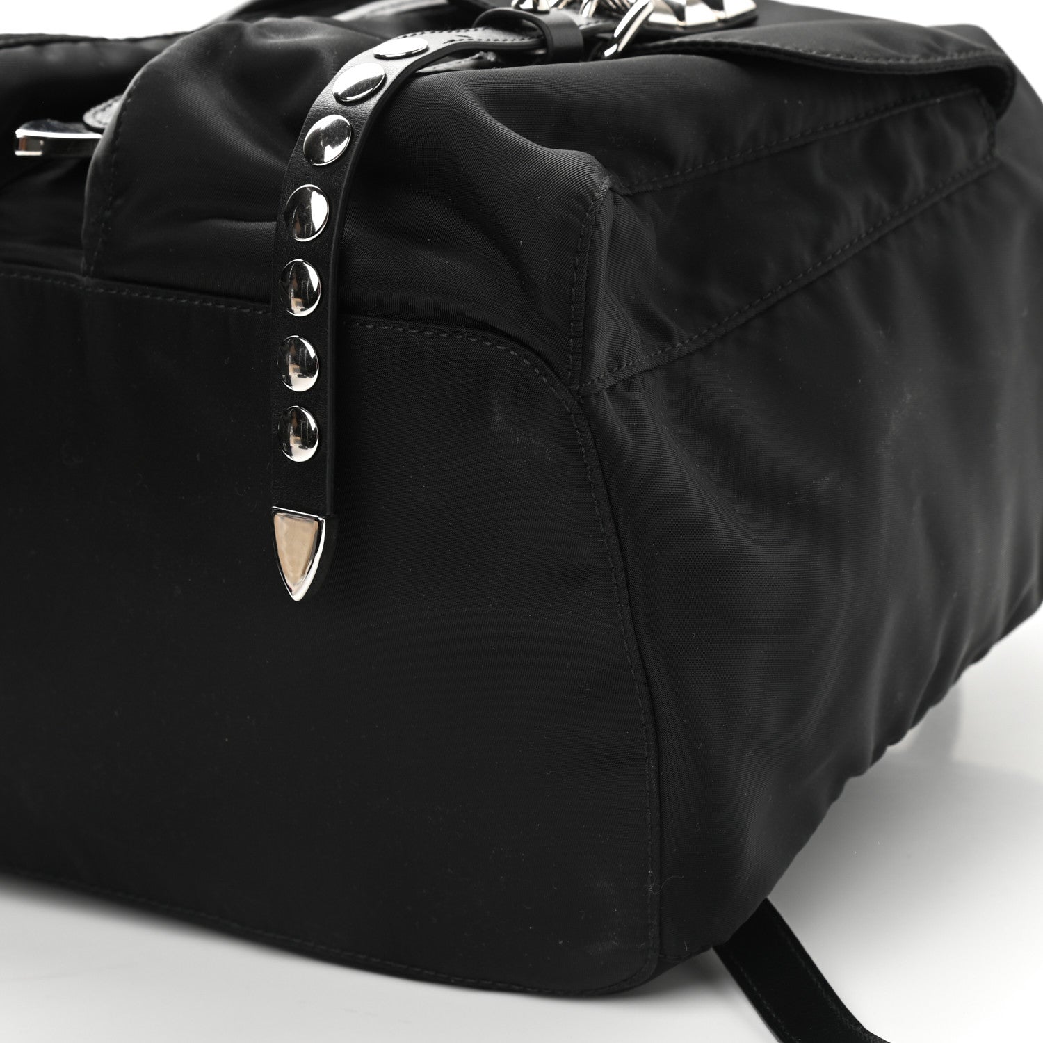 Prada Nylon New Vela Studded Backpack Black 8 of 8