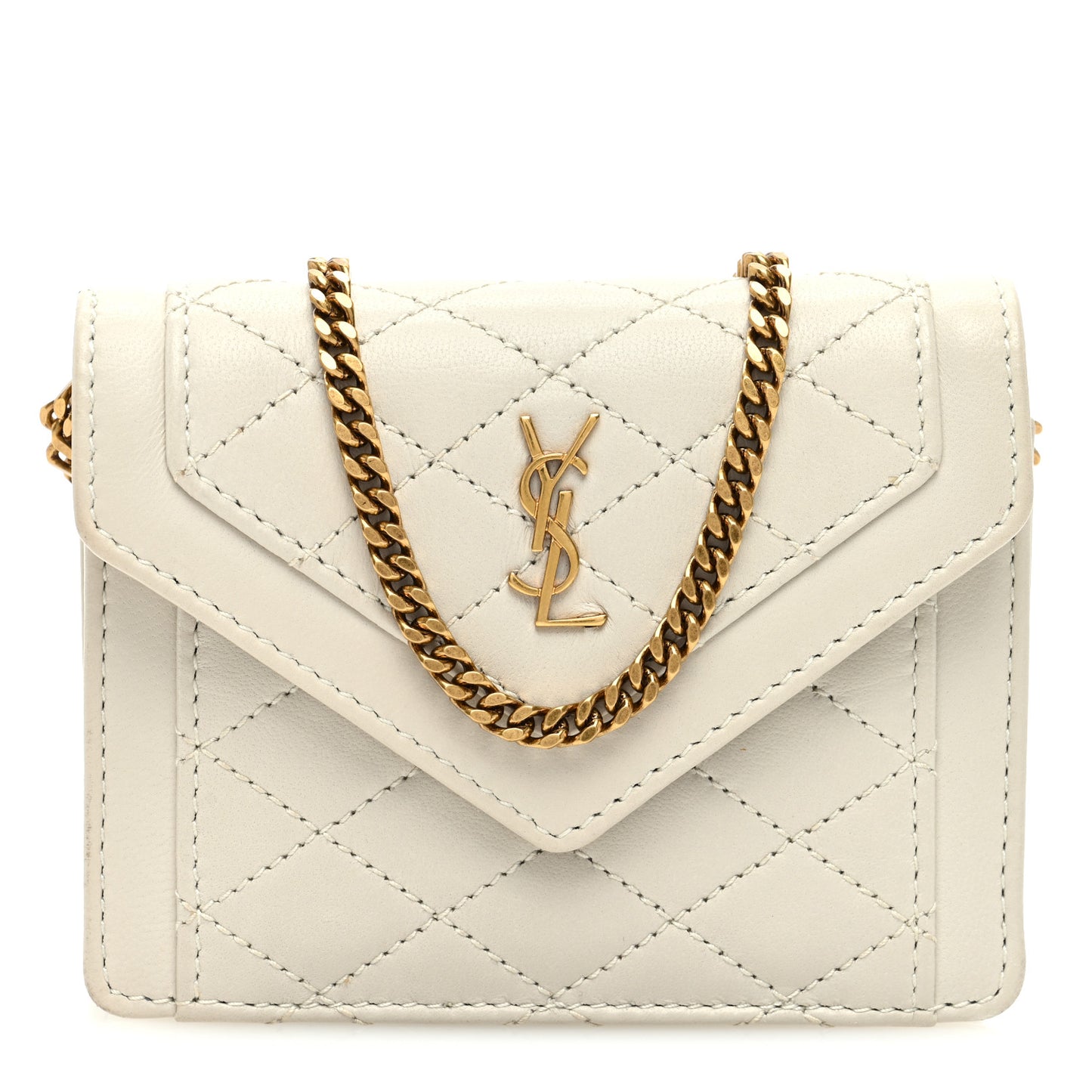 Lambskin Quilted Monogram Micro Gaby Crossbody Bag Blanc Vintage