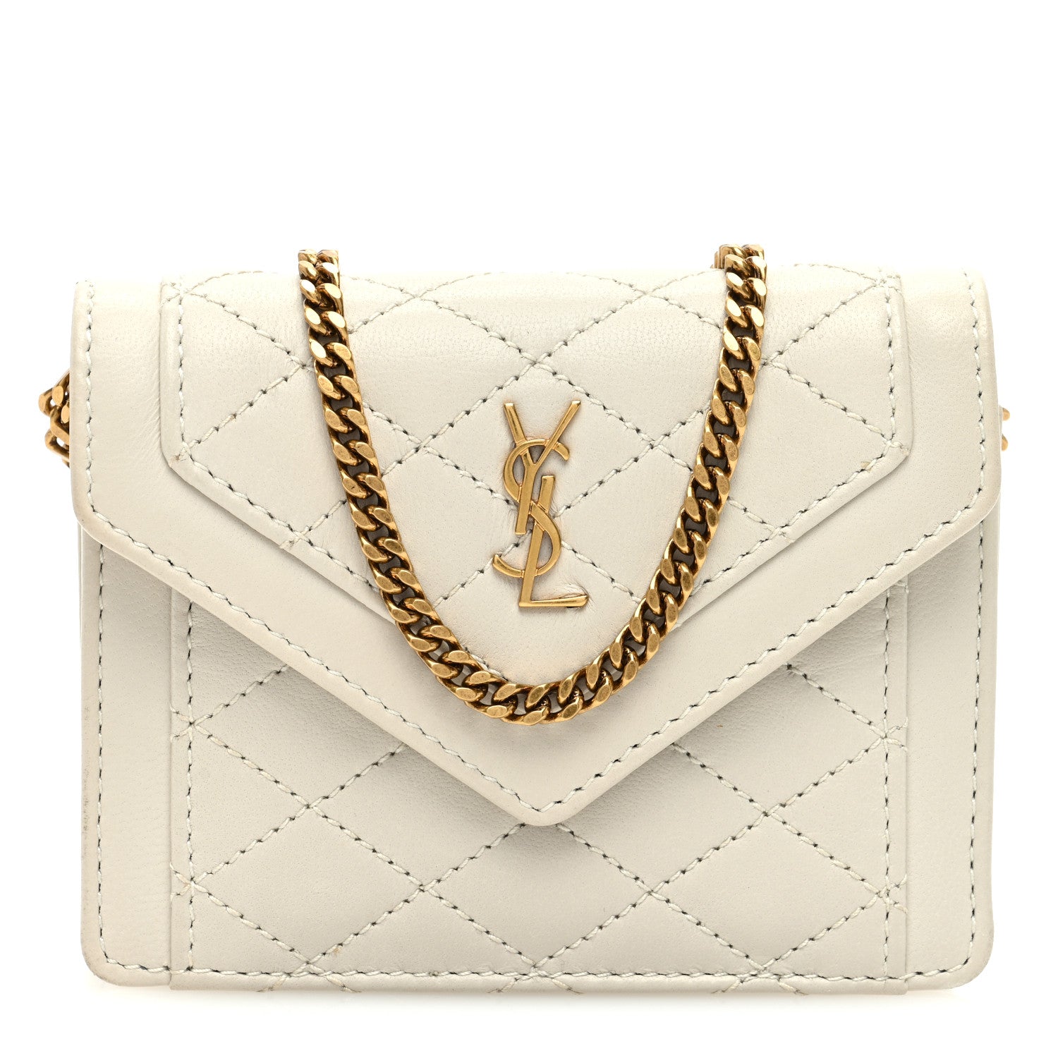 Saint Laurent Lambskin Quilted Monogram Micro Gaby Crossbody Bag Blanc Vintage 1 of 9