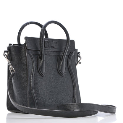 Celine Drummed Calfskin Nano Luggage Black 3 of 7