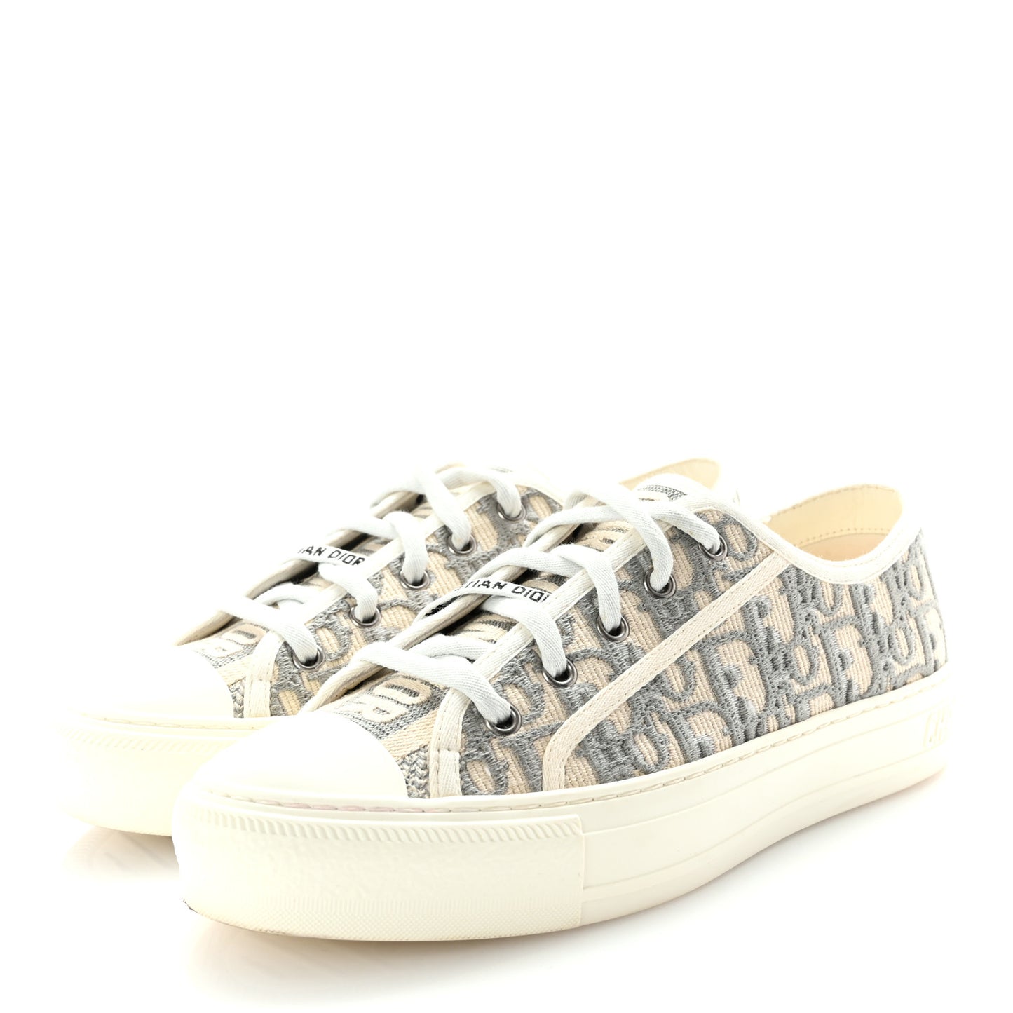 Canvas Oblique Walk'N'Dior Low Top Sneakers 38 Grey Stone
