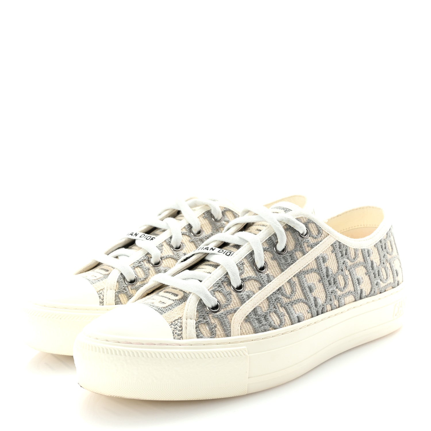 Christian Dior Canvas Oblique Walk'N'Dior Low Top Sneakers 38 Grey Stone 4 of 11