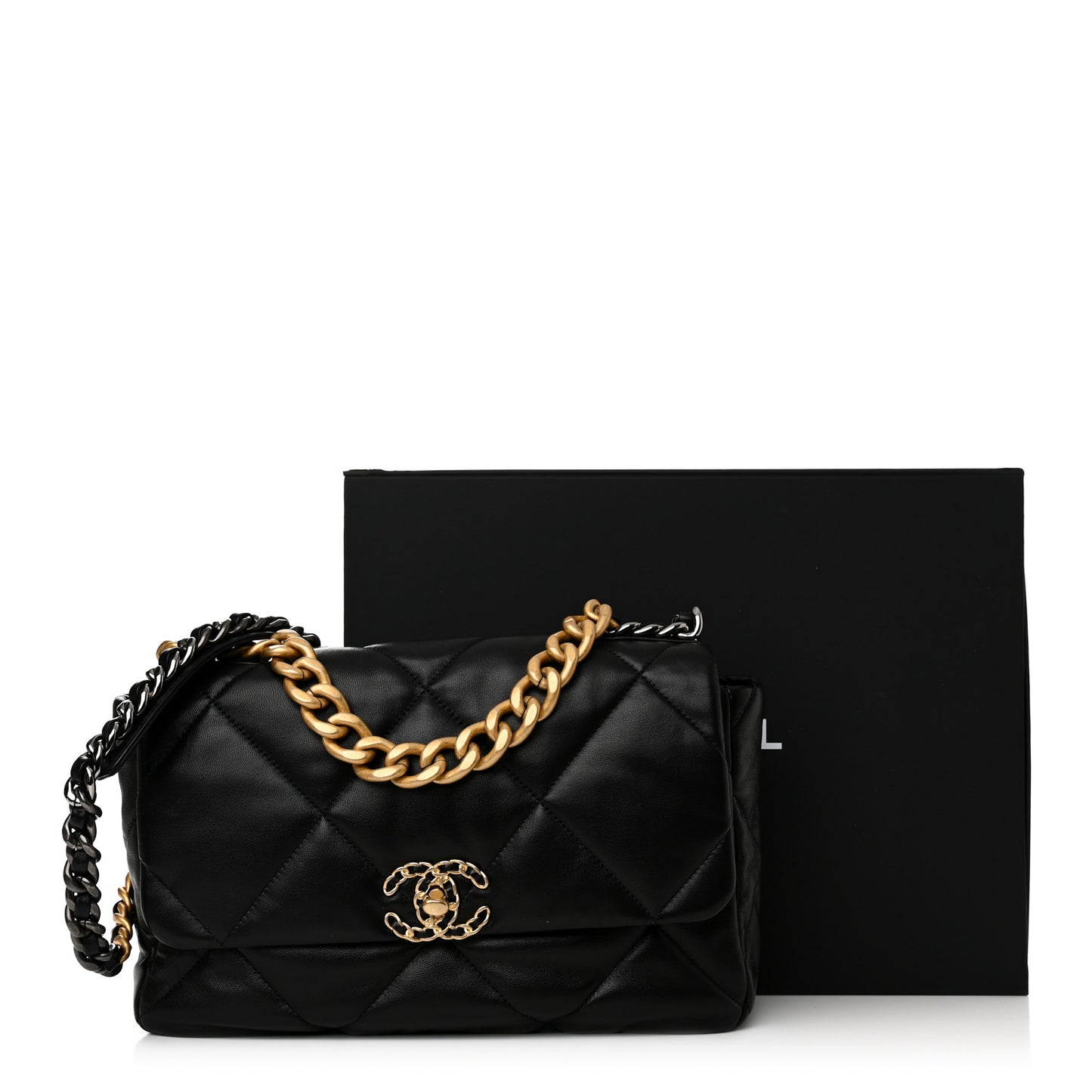 Lambskin Quilted Large Chanel 19 Flap Black
