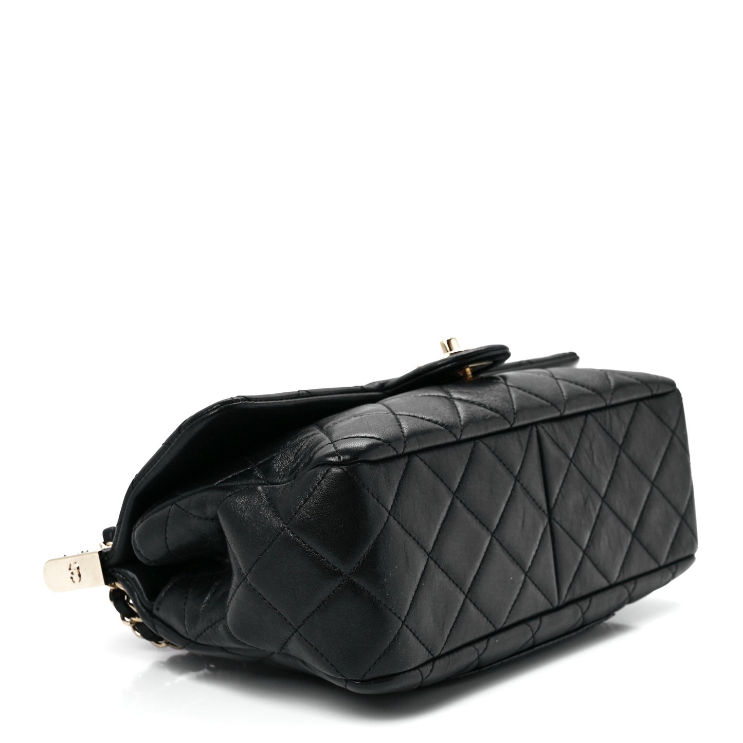 Lambskin Snakeskin Quilted Frame Flap Black