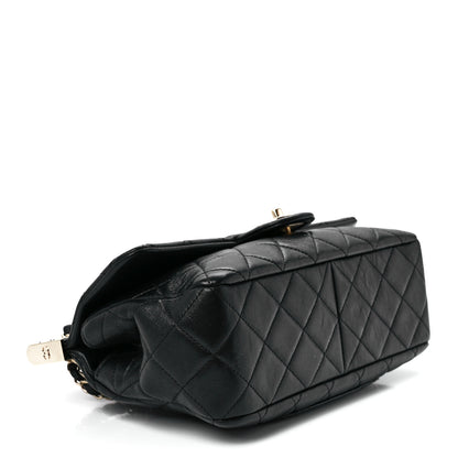 Chanel Lambskin Snakeskin Quilted Frame Flap Black 4 of 13
