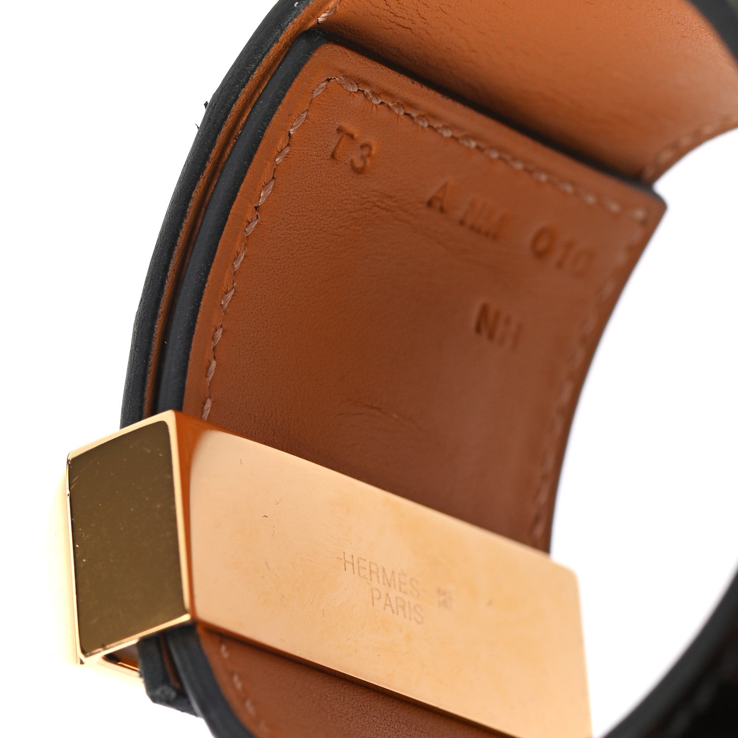 Hermes Shiny Alligator Collier de Chien CDC Bracelet T3 Black 5 of 5