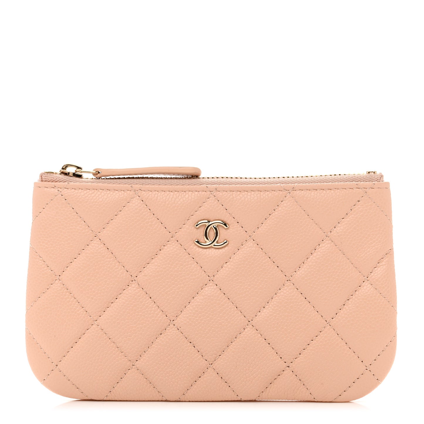 Caviar Quilted Small Cosmetic Case Beige
