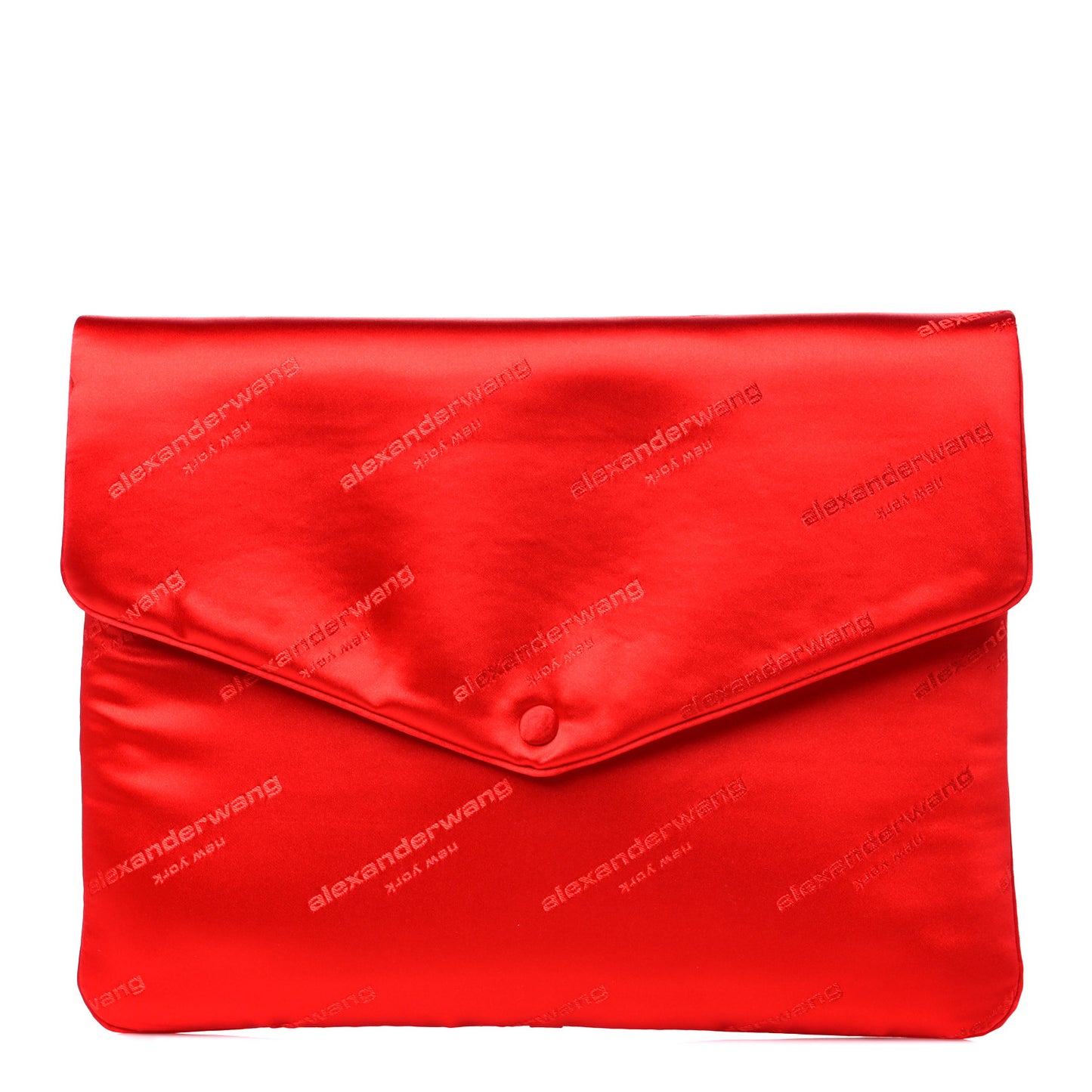 Jacquard Satin Diagonal Logo Large Envelope Pouch Bright Red