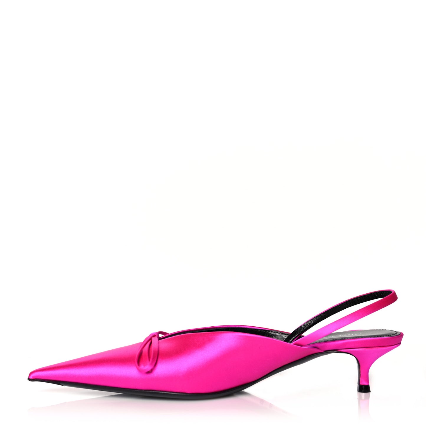 Satin Pointed Toe Knife Slingback 40mm Mules 38 Rose Fuchsia