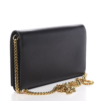 Saint Laurent Grain De Poudre Monogram Chain Wallet Black 3 of 10