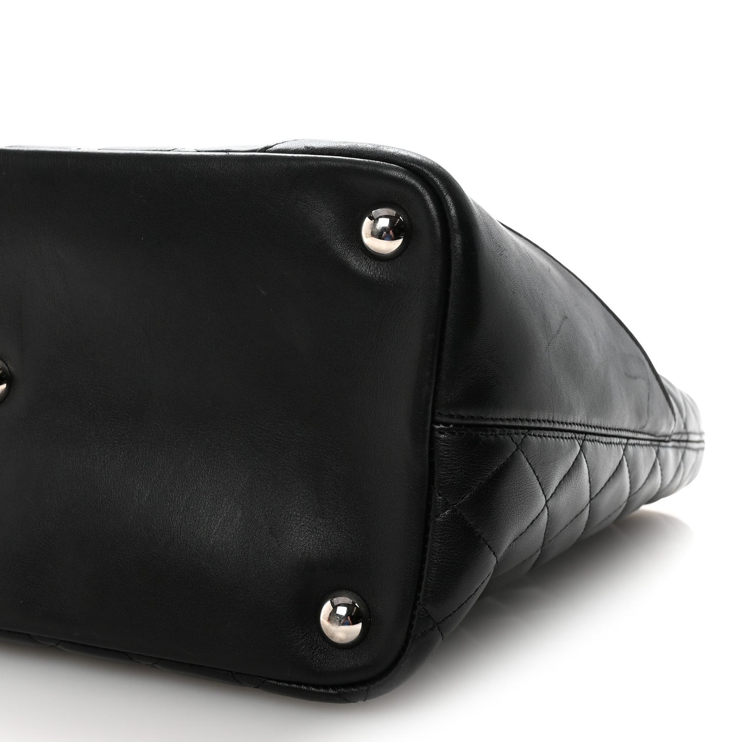 Calfskin Quilted Large Cambon Tote Black White