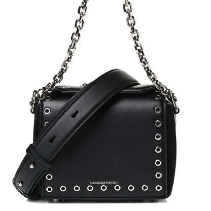 Alexander McQueen Fine Grain Goatskin Perforated Box Shoulder Bag 16 Black 8 of 16