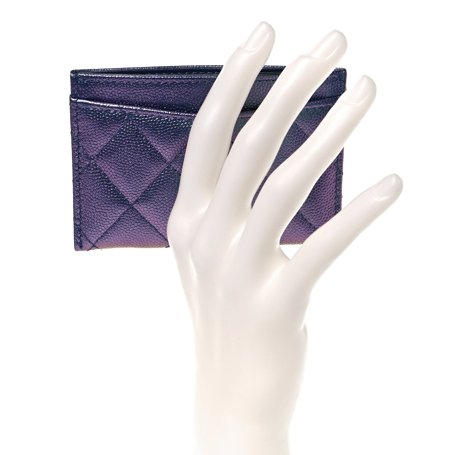Chanel Iridescent Caviar Quilted Card Holder Dark Blue 2 of 9