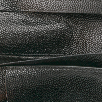Saint Laurent Grain De Poudre Matelasse Chevron Monogram Compact Tri Fold Wallet Black 7 of 7
