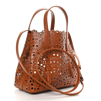 Alaia Lux Calfskin Vienne Wave Mina 20 Bag Cognac 4 of 10