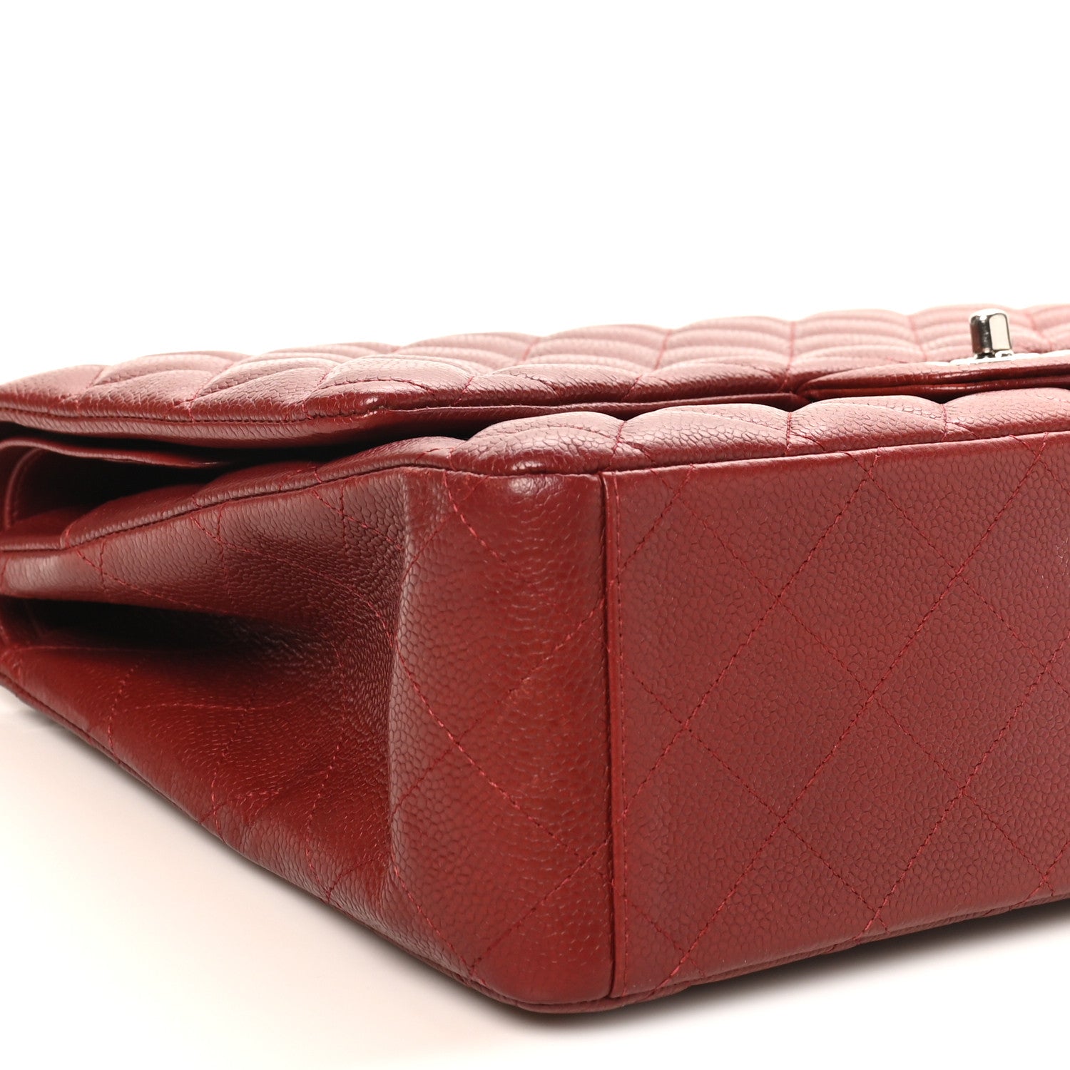 Chanel Caviar Quilted Maxi Double Flap Dark Red 9 of 10