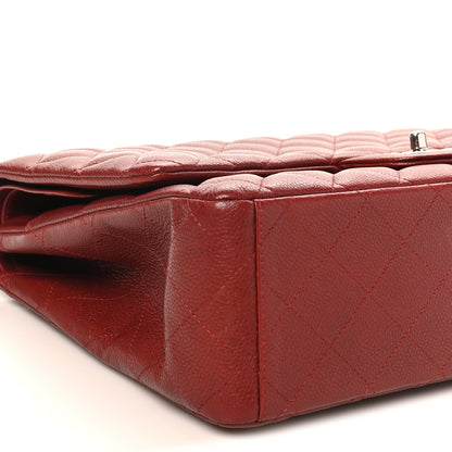 Chanel Caviar Quilted Maxi Double Flap Dark Red 9 of 10