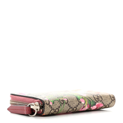 Gucci GG Supreme Monogram Blooms Zip Around Card Case Wallet Beige Multicolor Dry Rose 4 of 7