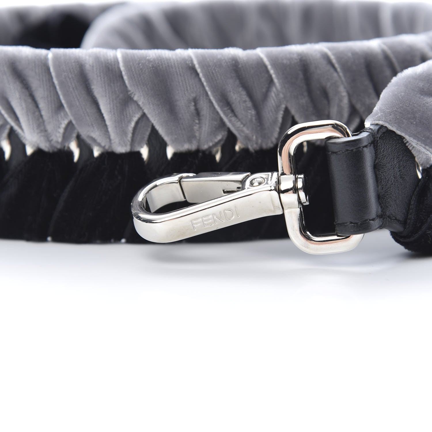 Fendi Velvet Lace Up Strap You Grey Black 3 of 4