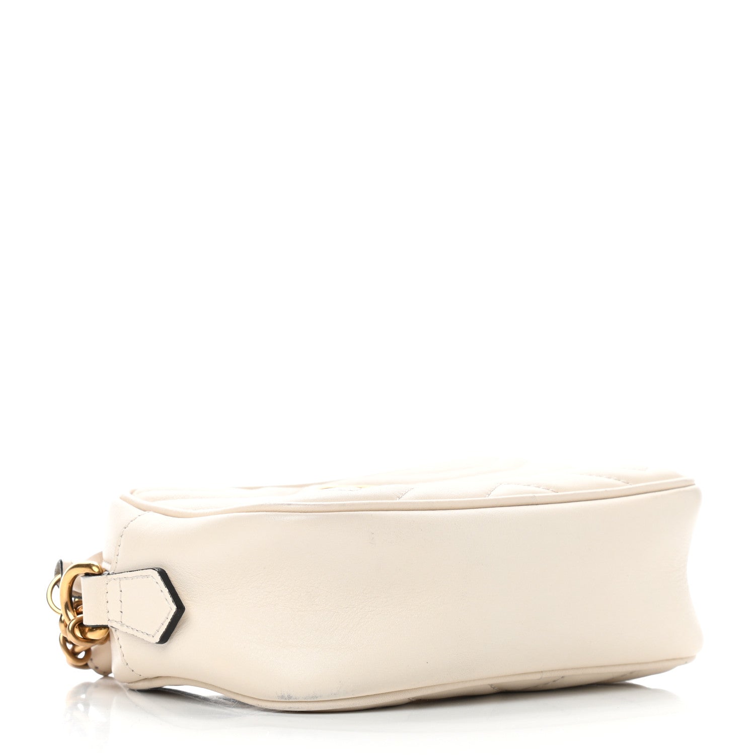 Gucci Calfskin Matelasse Mini GG Marmont Chain Shoulder Bag White 4 of 12