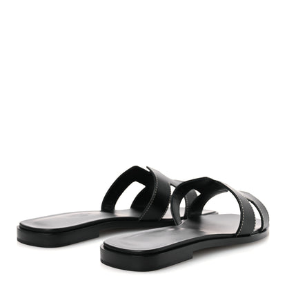 Hermes Box Calfskin Oran Sandals 36 Black 5 of 11