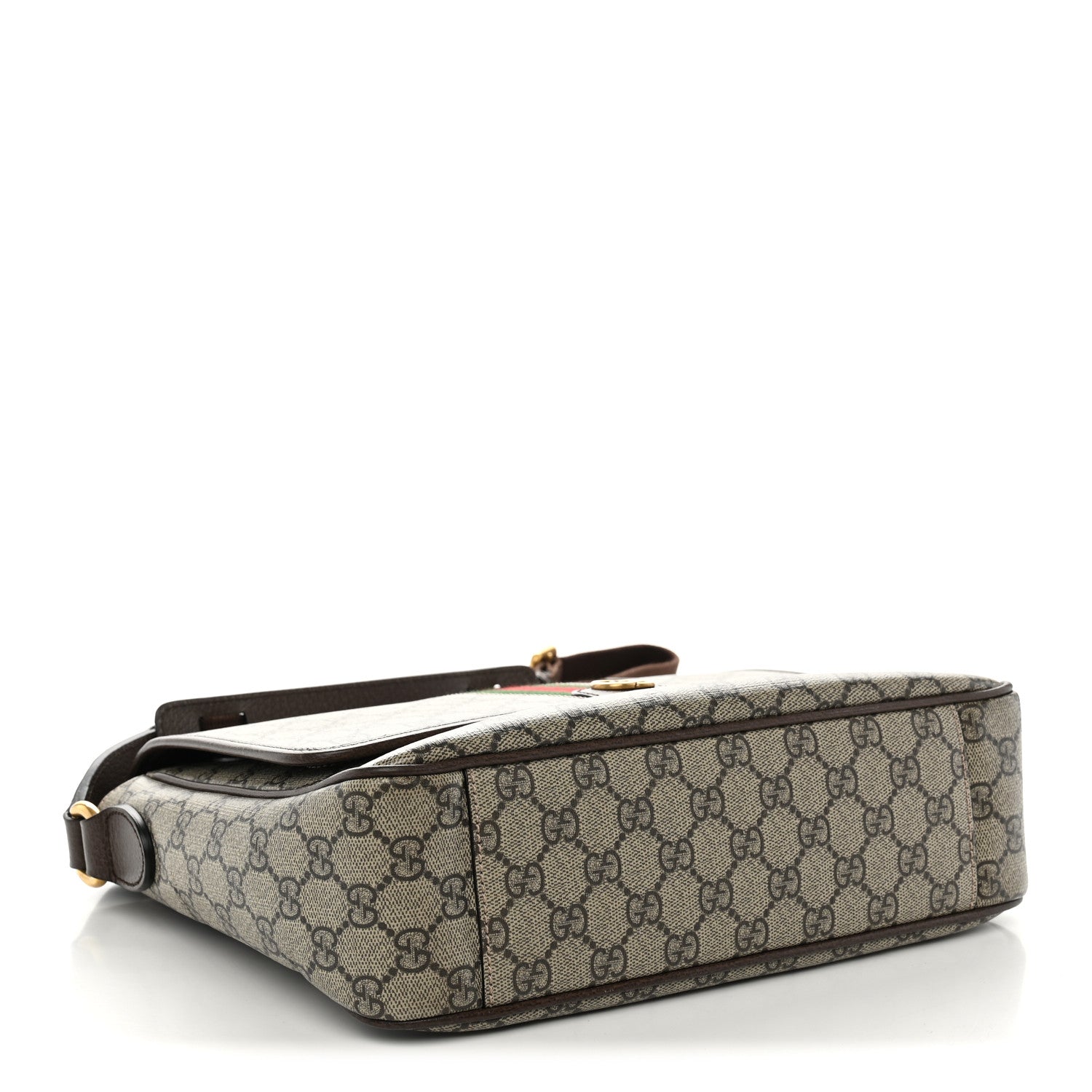Gucci Tender GG Supreme Monogram Textured Dollar Calfskin Ophidia Messenger Bag Beige Ebony Dark Brown 4 of 10