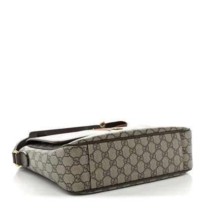 Gucci Tender GG Supreme Monogram Textured Dollar Calfskin Ophidia Messenger Bag Beige Ebony Dark Brown 4 of 10