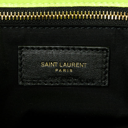 Saint Laurent Crinkled Calfskin Matelasse Monogram Medium Niki Chain Satchel Neon Yellow 7 of 11