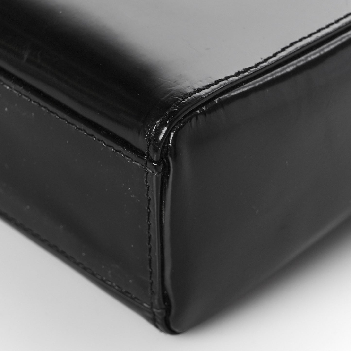 Glazed Calfskin Mini Lady Dior Black