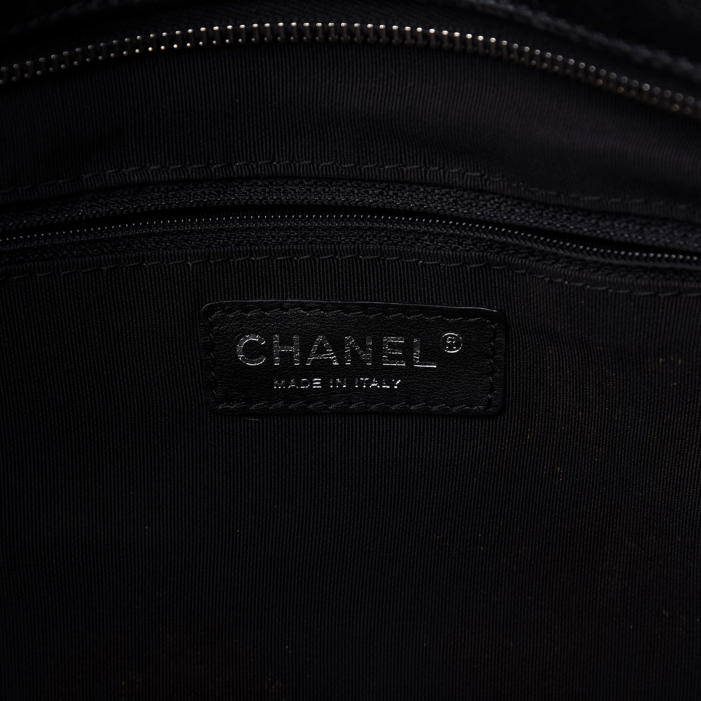 Calfskin Chevron CC All Day Long Tote Black