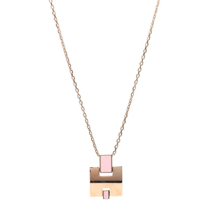 Hermes Rose Gold Plated Lacquered Eileen Pendant Necklace Rose Dragee 1 of 6