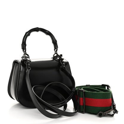 Gucci Boarded Dyana Lux Calfskin Web Monochrome Mini Bamboo 1947 Top Handle Bag Black 3 of 11