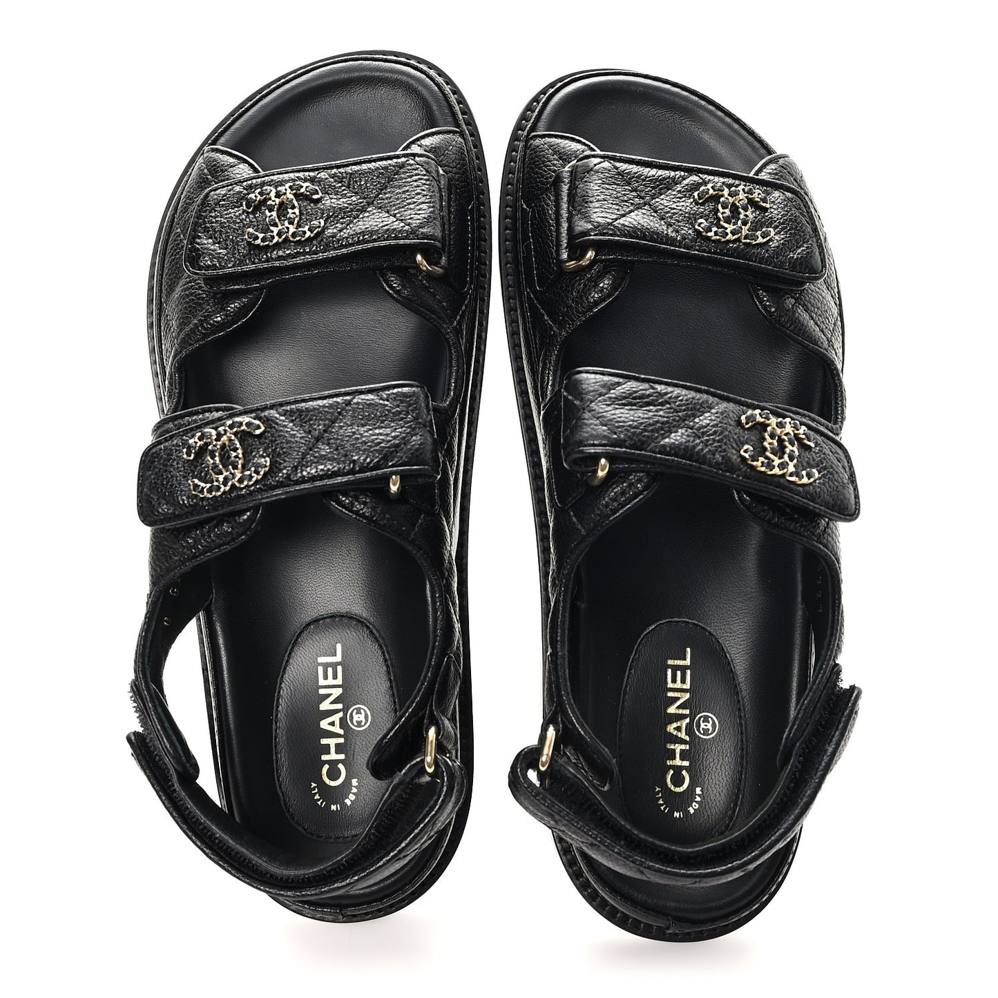 Grained Calfskin Velcro Dad Sandals 36.5 Black