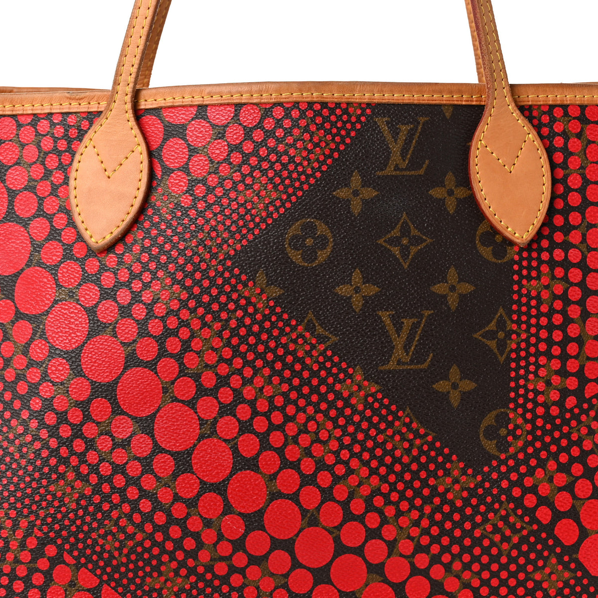 Monogram Kusama Waves Neverfull MM Red