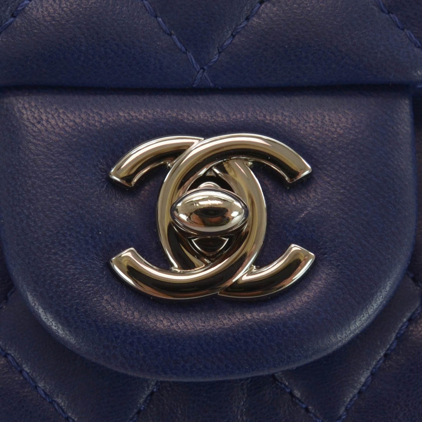 Lambskin Quilted Strass Mini Flap Dark Blue
