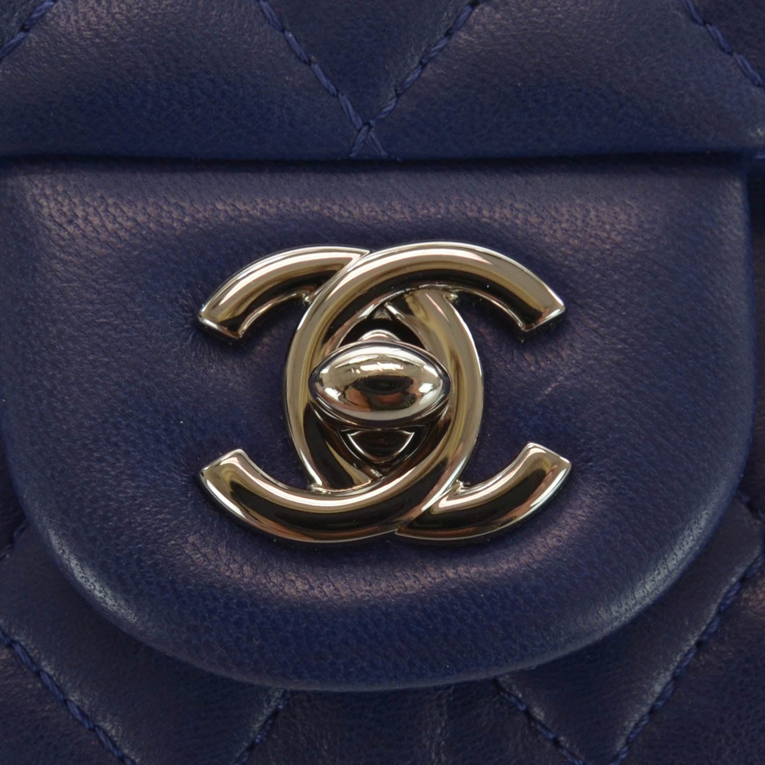Chanel Lambskin Quilted Strass Mini Flap Dark Blue 5 of 9