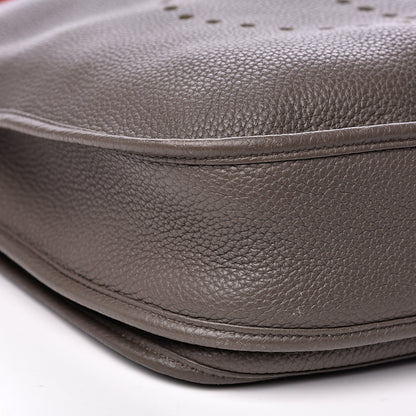 Hermes Taurillon Clemence Amazone Evelyne III TGM Etain Rouge Casaque 7 of 11