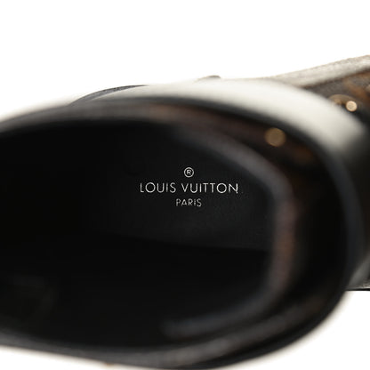 Louis Vuitton Calfskin Monogram Wonderland Flat Ranger Boots 37 Black 9 of 11