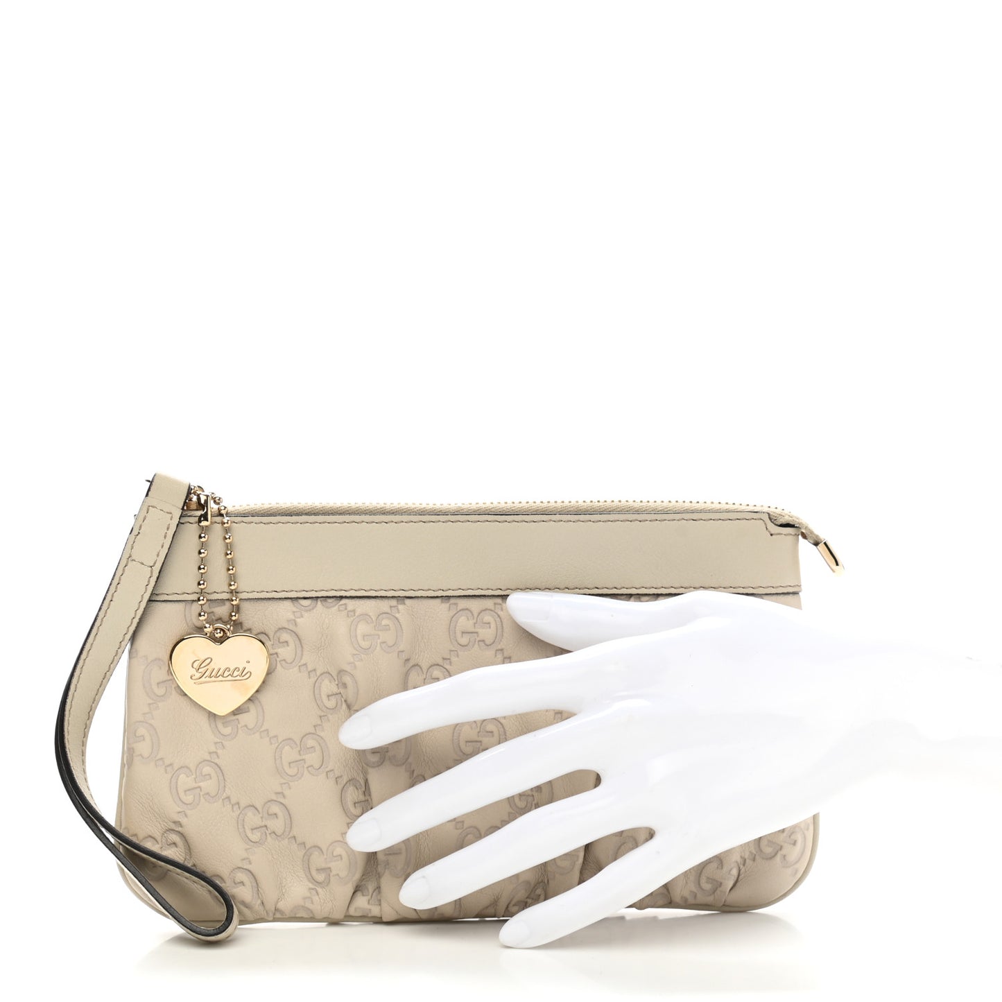 Guccissima Heart Wristlet Off White