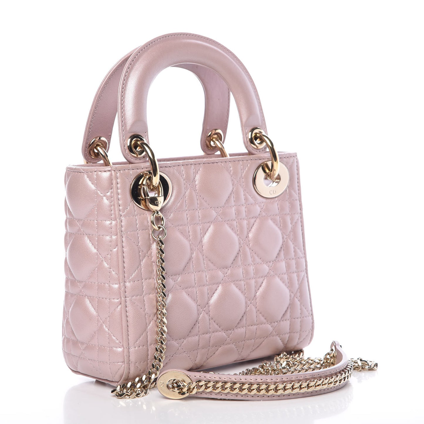 Metallic Lambskin Cannage Mini Lady Dior Lotus