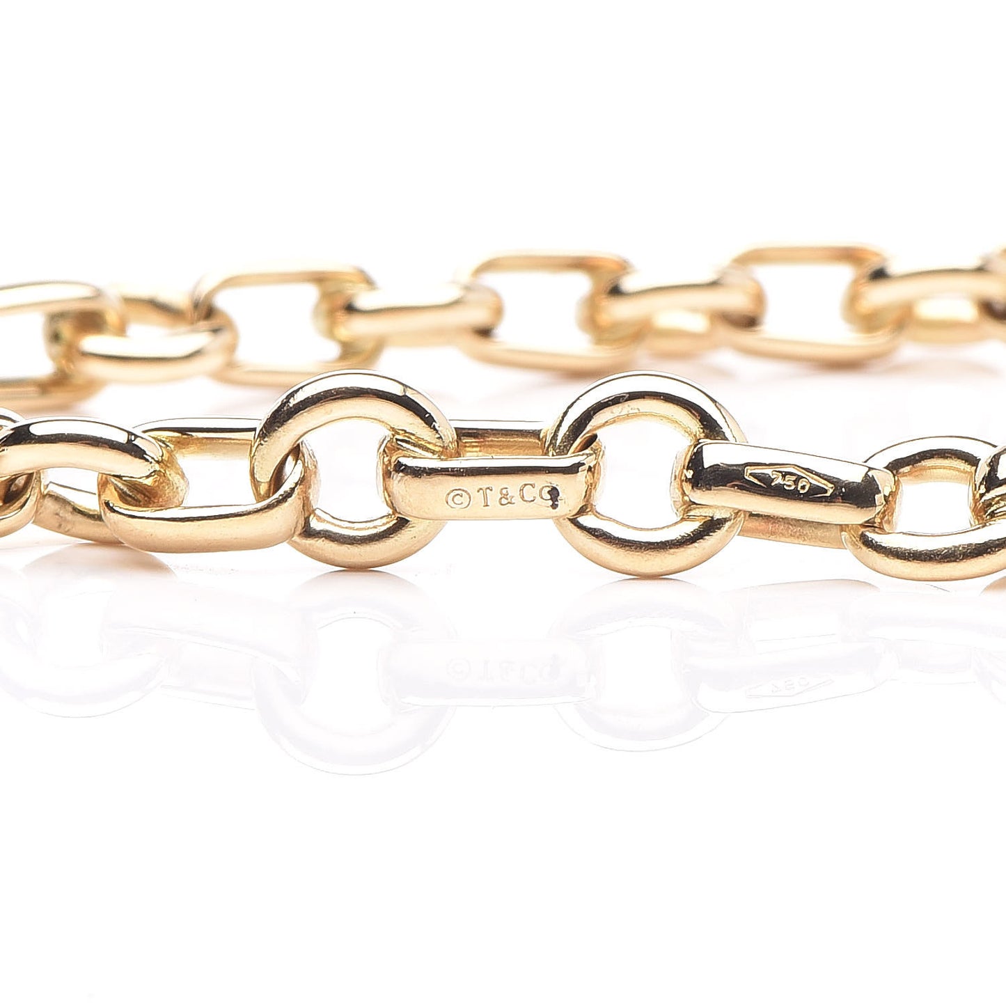 18K Yellow Gold Circle Link Chain Bracelet