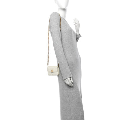 Chanel Shiny Caviar Quilted Chain Melody Card Holder On Chain White 2 of 12